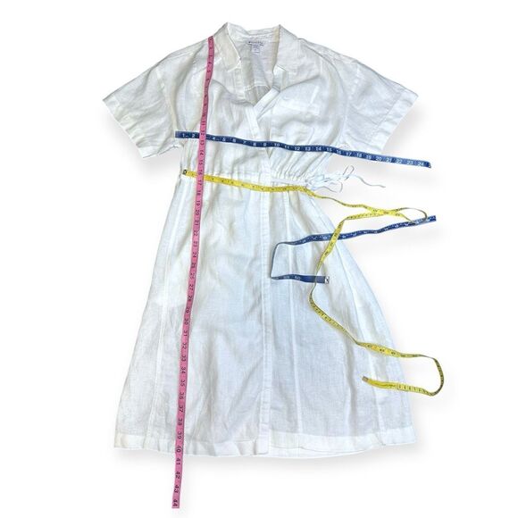 ATHLETA Women’s White Short Sleeve 100% Linen Playa Wrap Dress Size 12 Style #79 - Picture 6 of 6